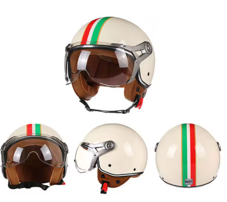 Cascos de motocicleta retro abiertos DOT 3/4 para hombre y mujer, estilo vintage, tipo chopper, para moto o scooter